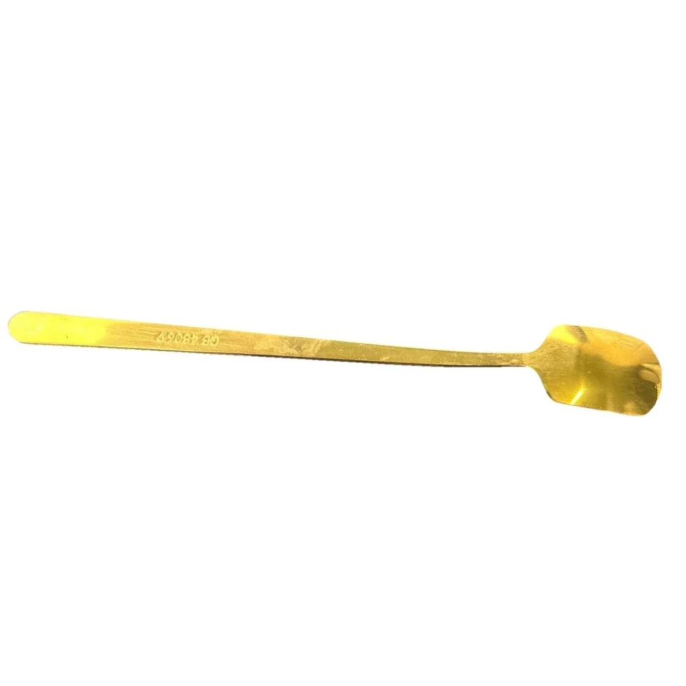 Gold Colored Kitchen Bar Tea Stirring Spoon. Stainless Steel With A Square Head